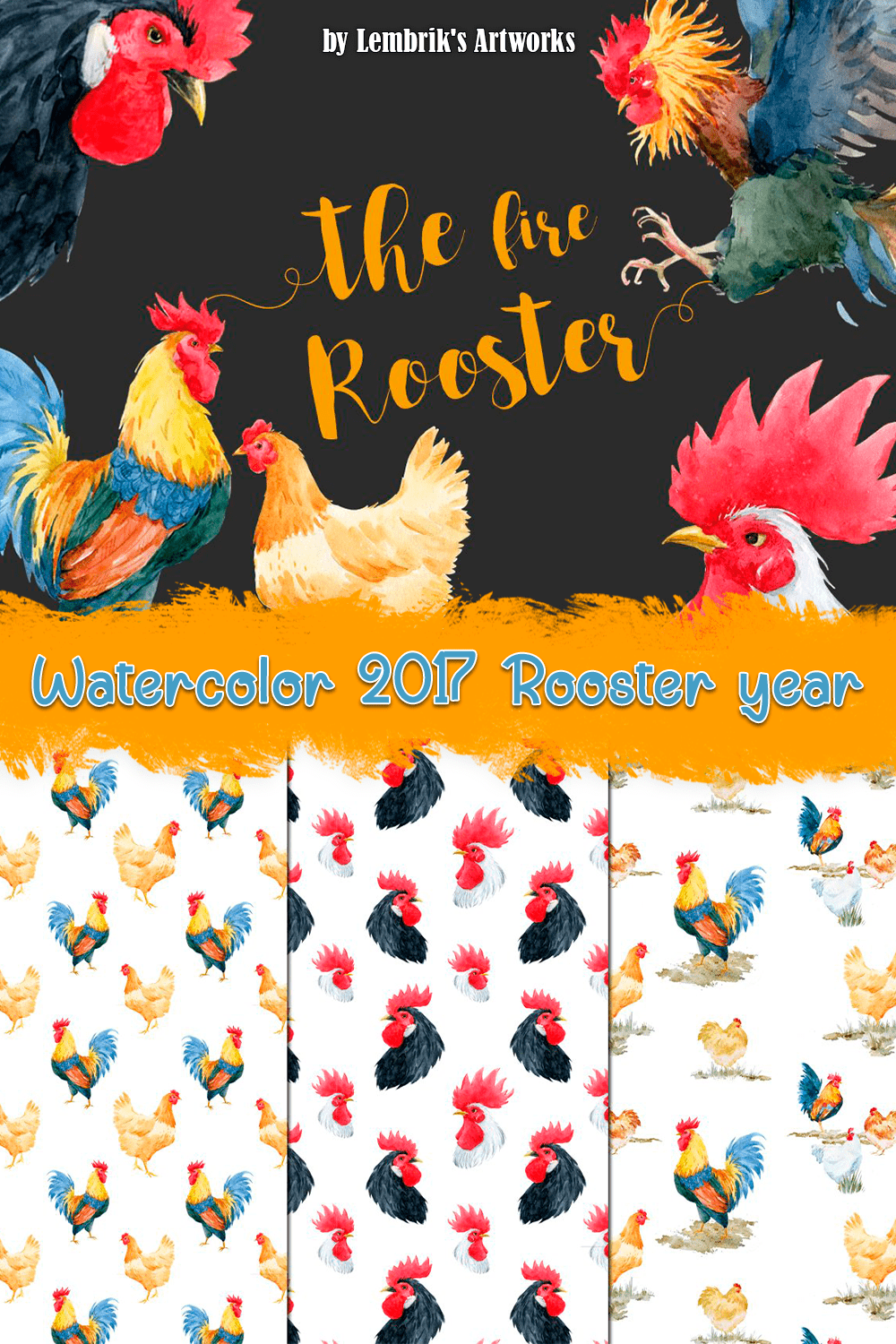 watercolor 2017 rooster year pinterest