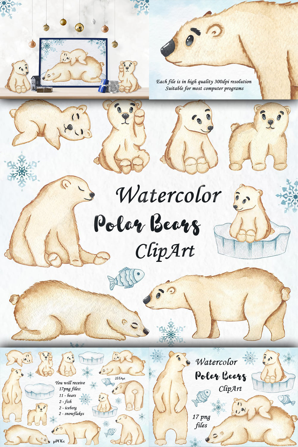 watercolor polar bears clipart pinterest 1000 1500