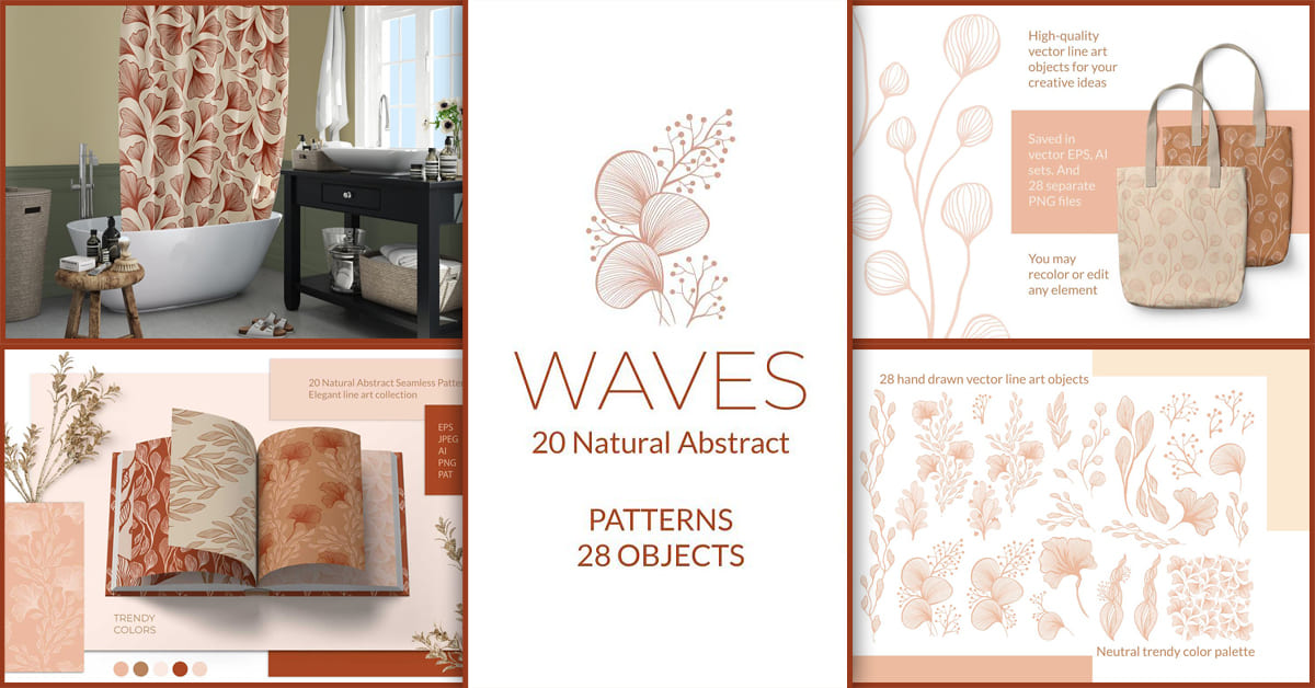 Waves - Abstract Seamless Patterns - Facebook image preview.