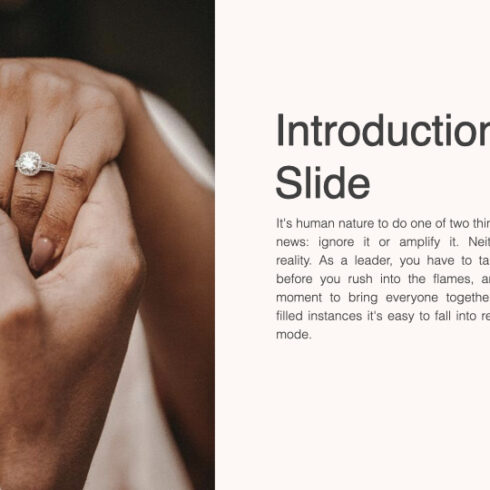 The sentimental slide with bride ring.