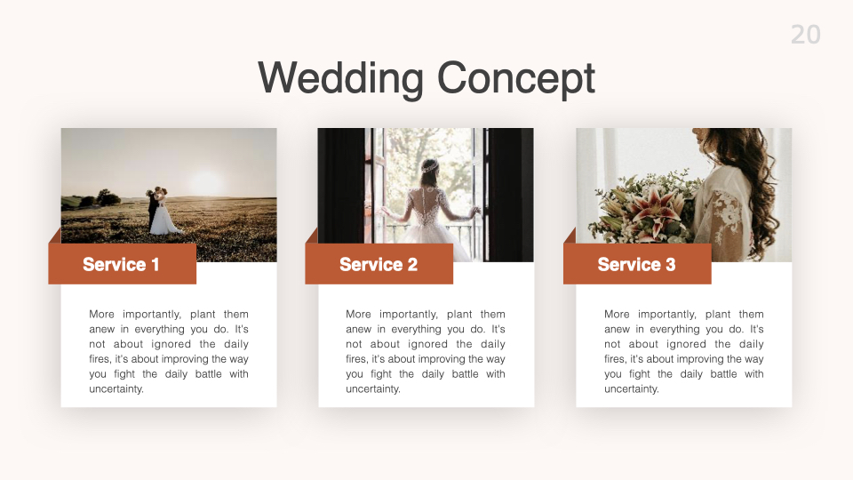 Wedding concept description with photos and text.