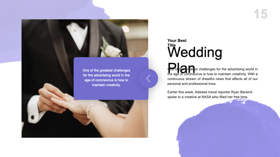 Here you can laconic write all about wedding plan.