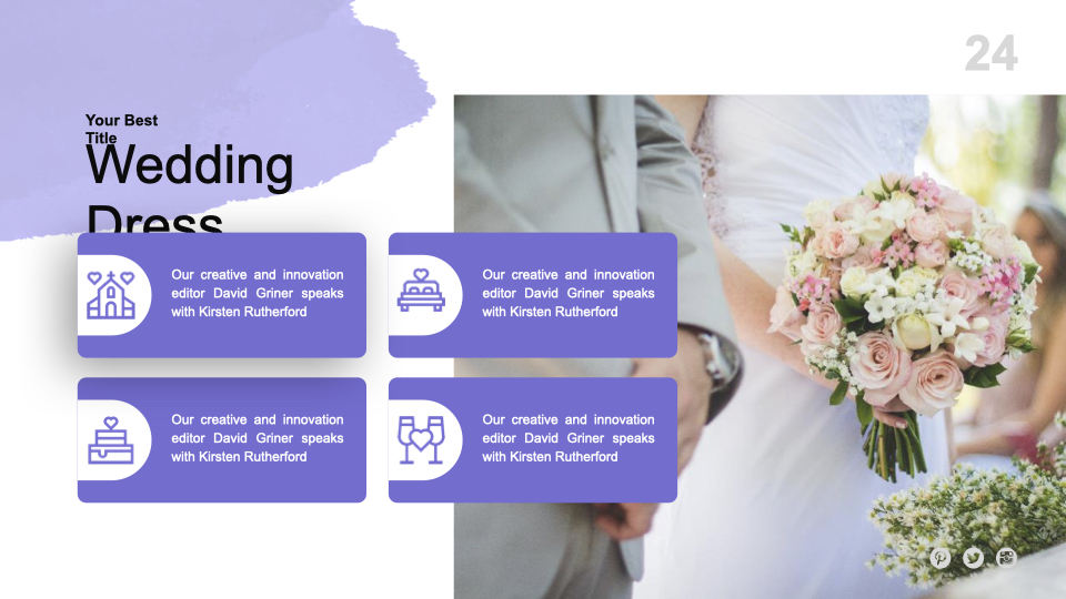 Accommodate all wedding data in this big slide.