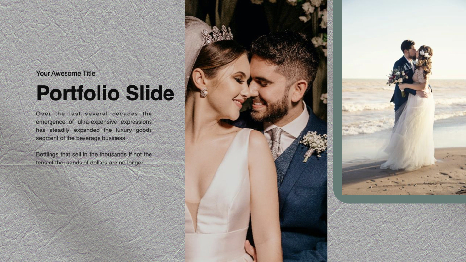 Laconic wedding portfolio on an olive background.