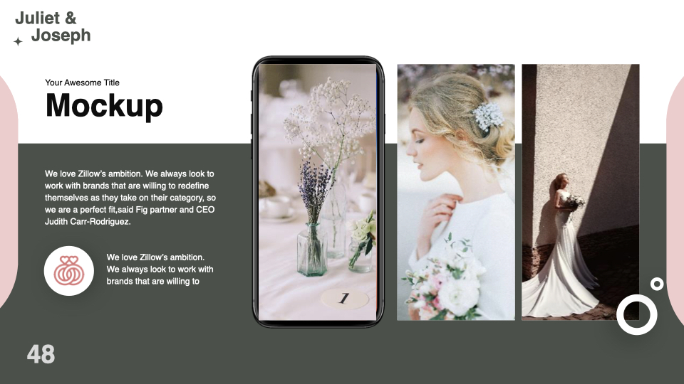 Mobile option of the Wedding Place Presentation Template.