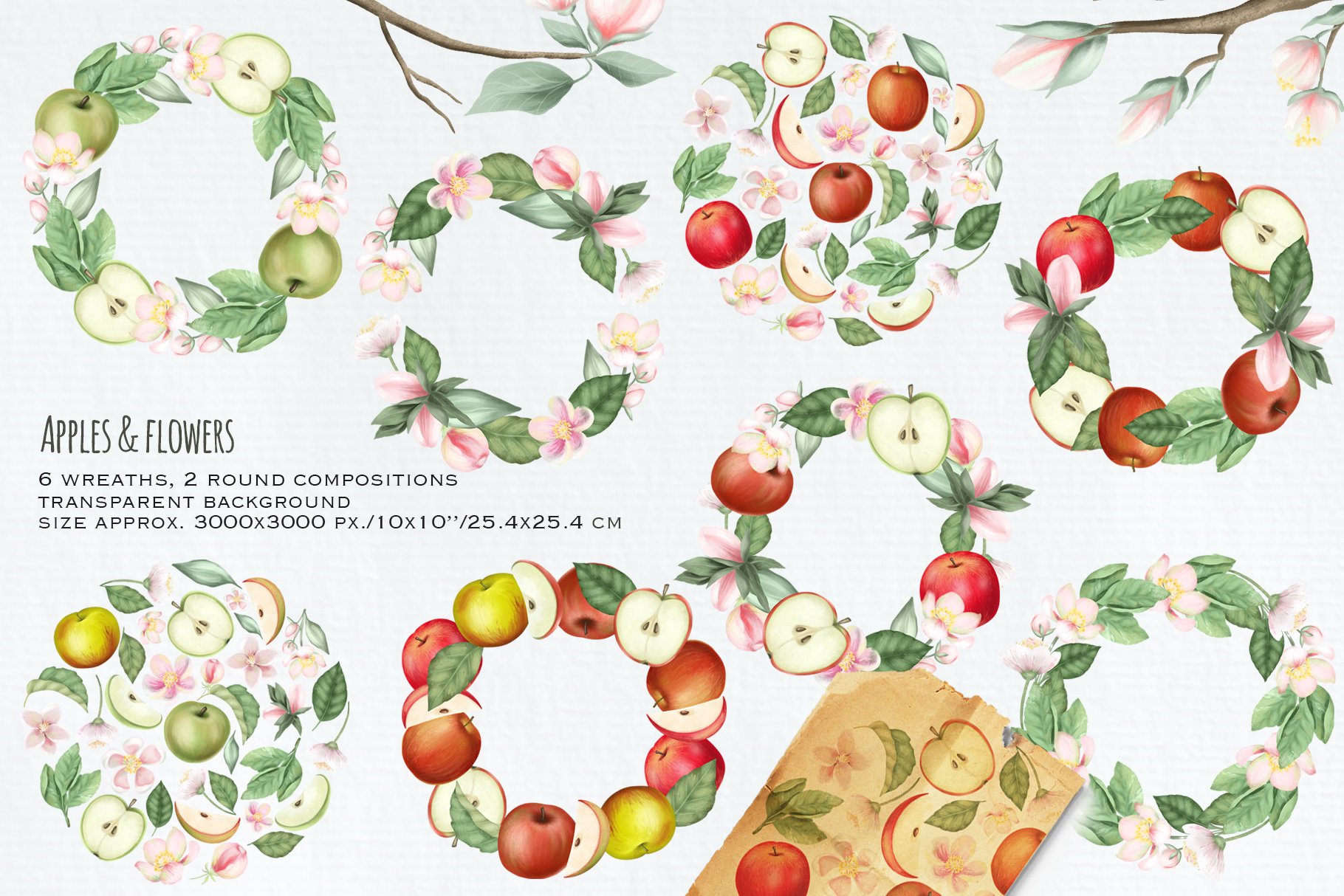 Creative apple wreathes.