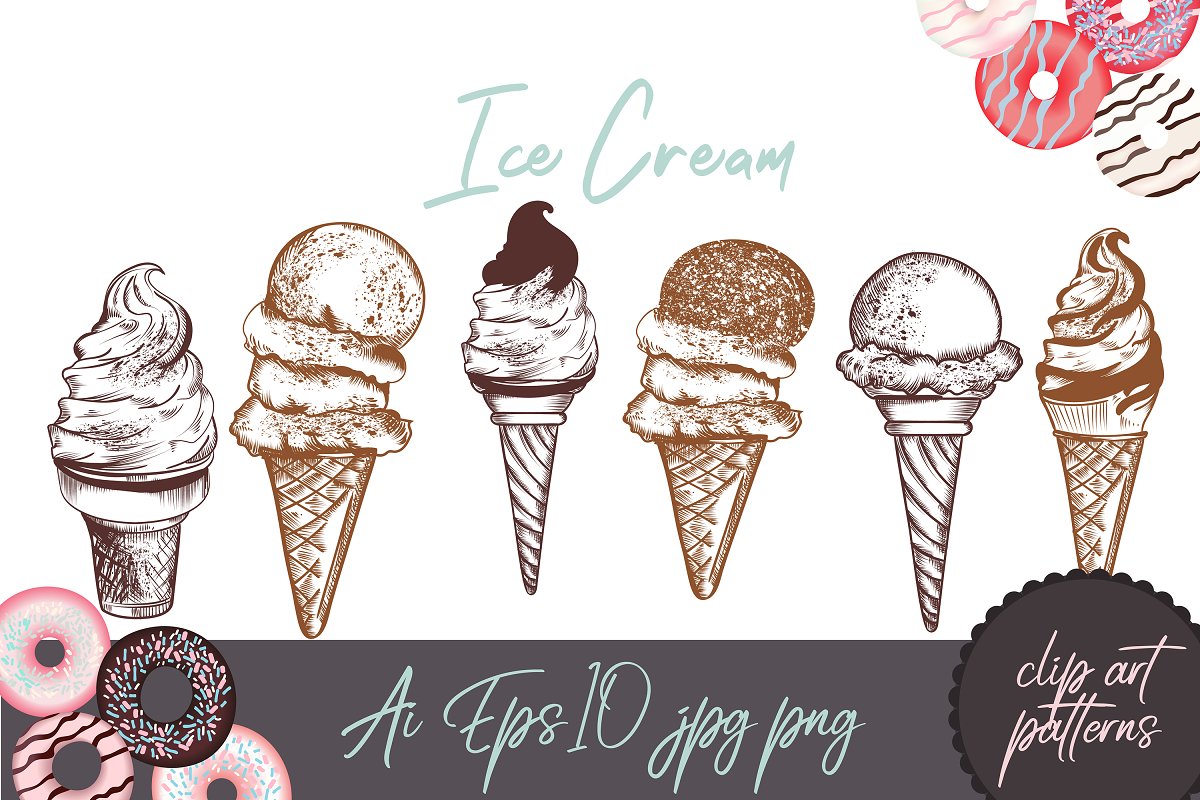 Cover image of Ice cream vector set.
