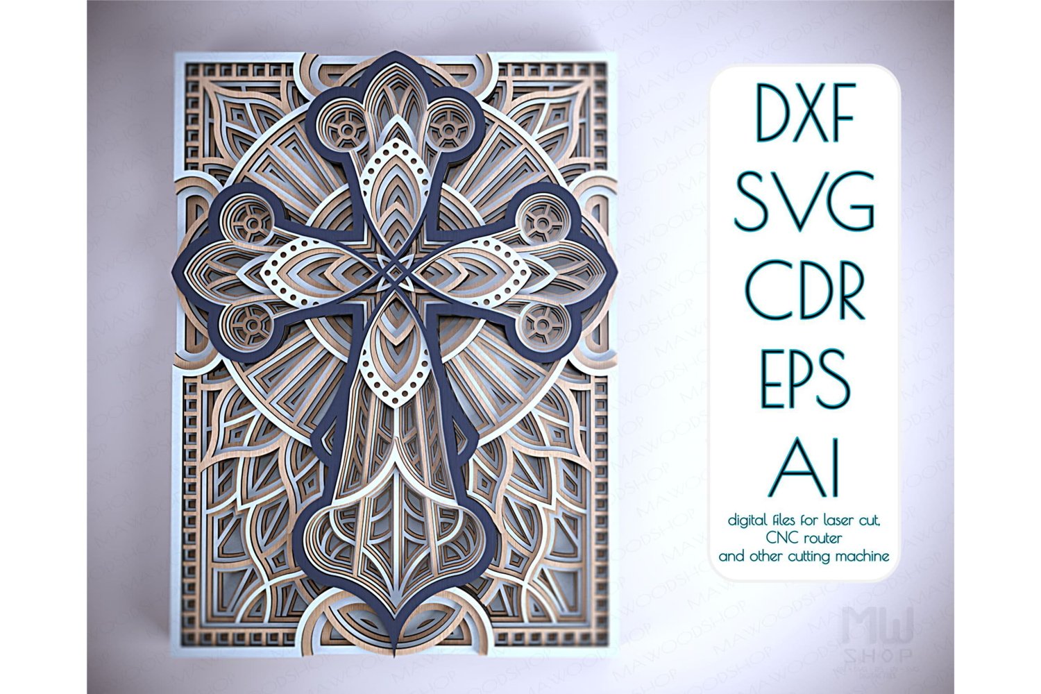 Cover image of 3D layered cross SVG.