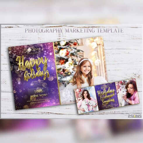 Christmas Marketing Board Watercolor Instagram Template Cover Image.