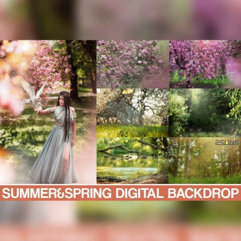 Spring Digital Flower Backdrop Overlay Cover Image.