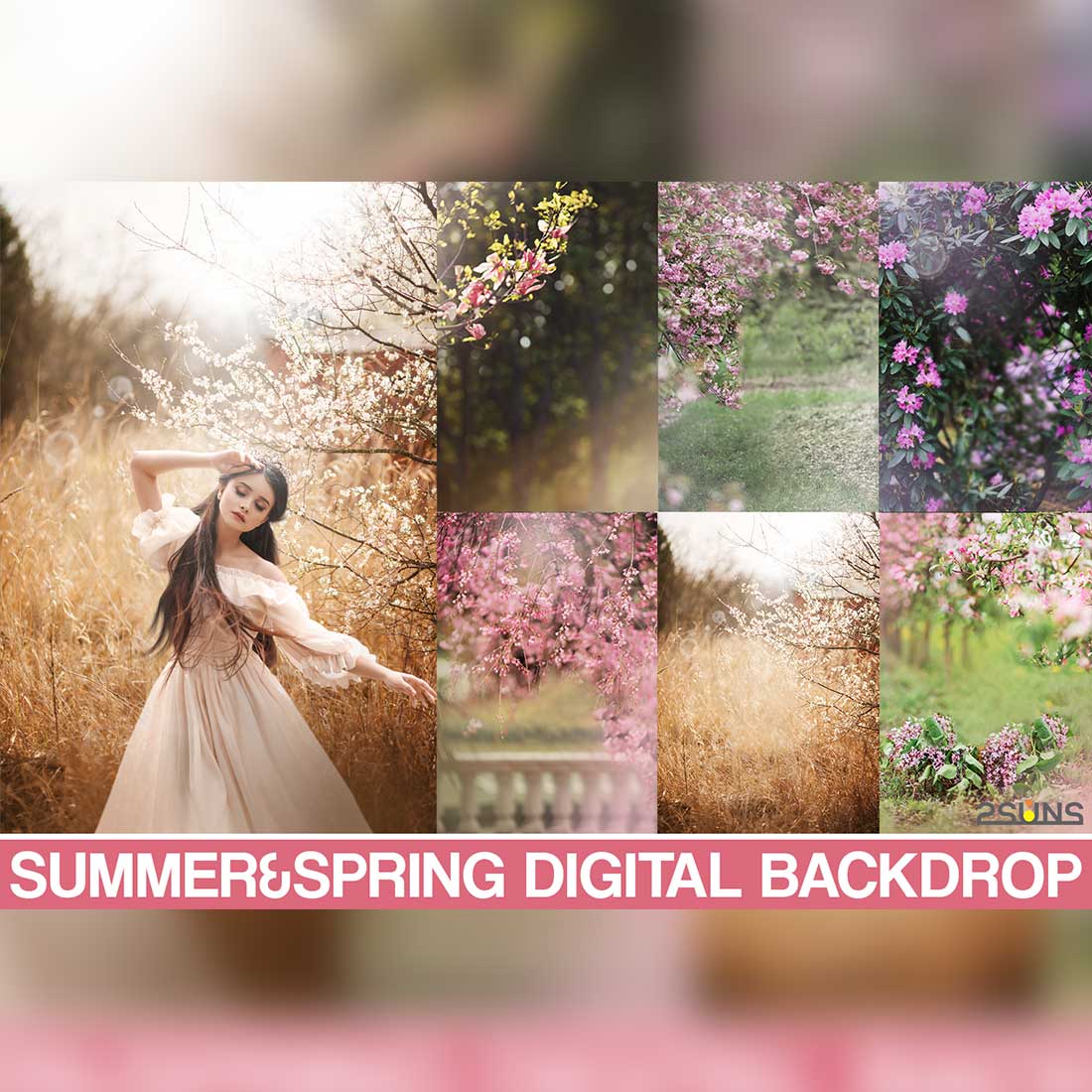 Digital Floral Backdrop Overlay Cover Image.