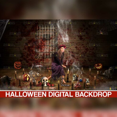 Halloween Witch Photoshop Photography Backdrop Cover Image.