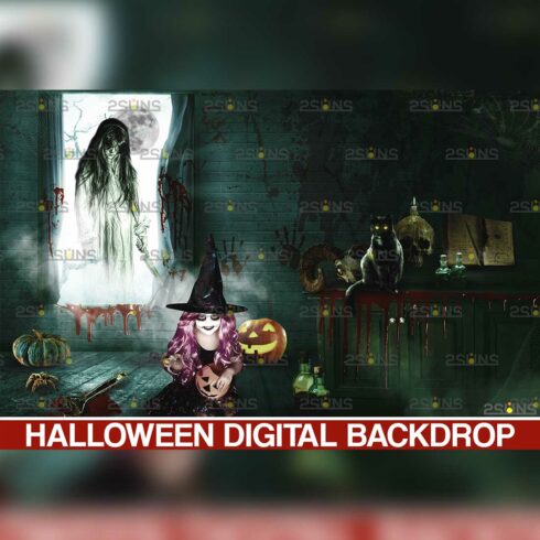 Halloween Ghost Overlay Backdrop Cover Image.