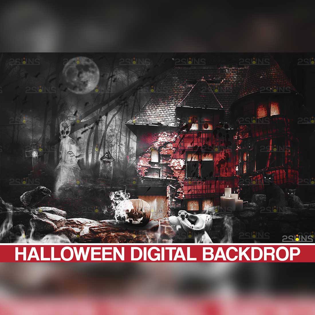 Scary Halloween Backdrop background Facebook Image.