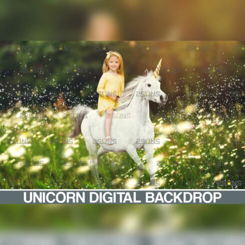 Magic Unicorn Digital Background Cover Image.