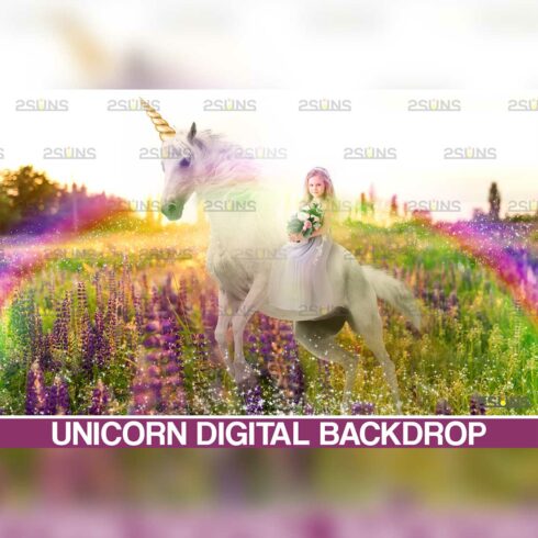Unicorn And Floral Digital Background Cover Image.