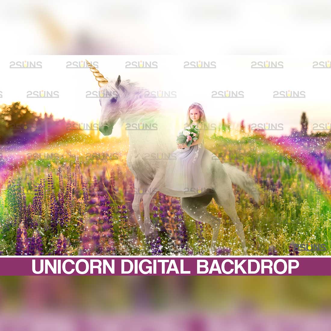 Unicorn And Floral Digital Background Cover Image.