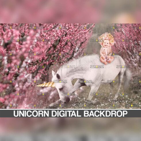 Unicorn And Magic Digital Background Cover Image.
