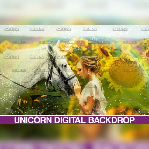 Unicorn Floral Digital Background Clipart Cover Image.