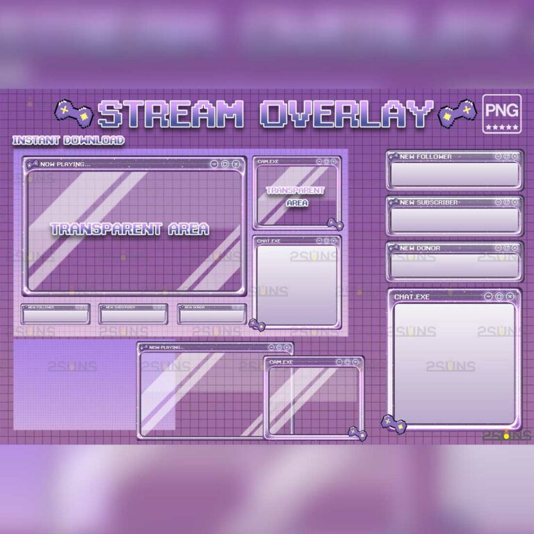 Kawaii twitch overlay package, Stream overlay, Green vtuber overlay ...