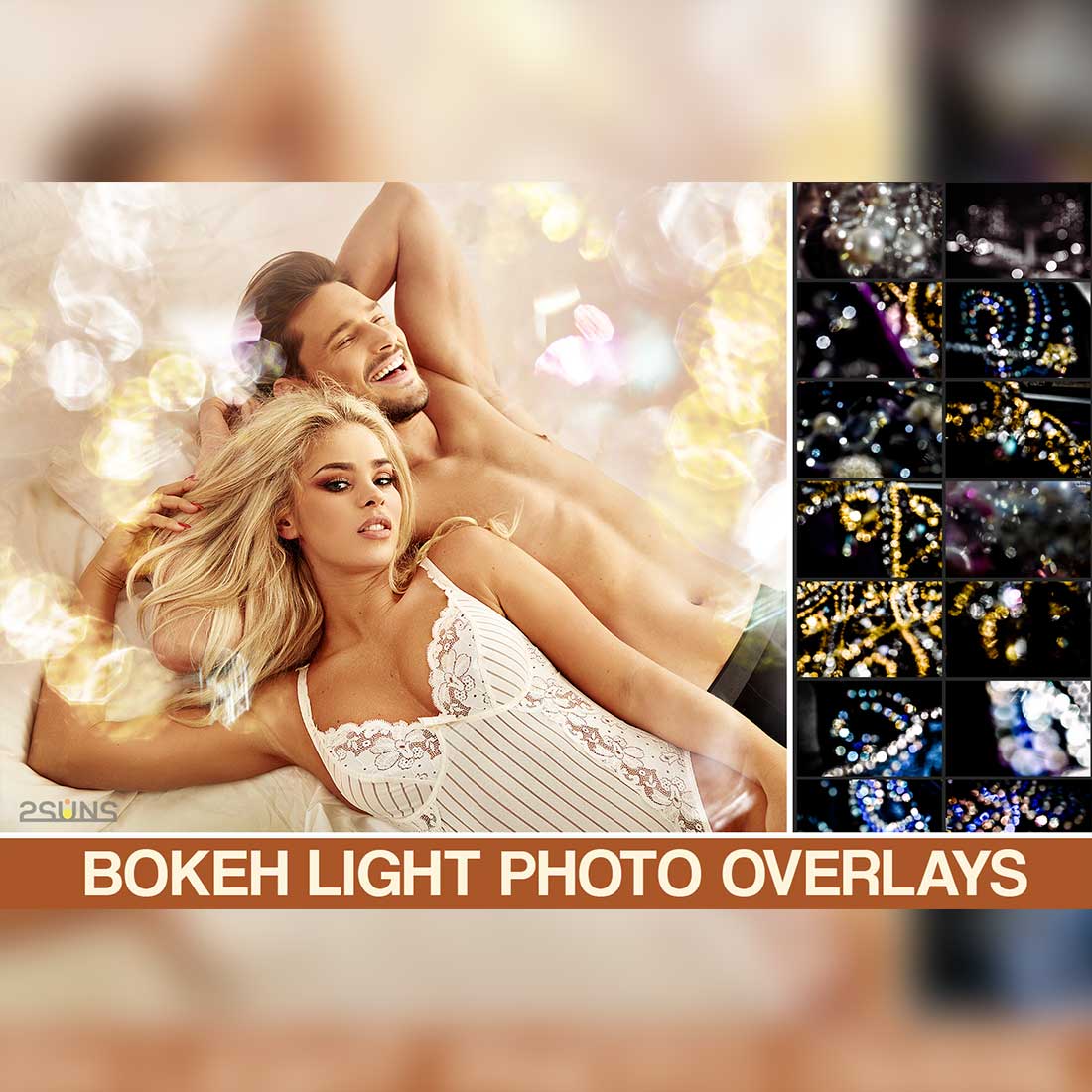 Prism Diamond Christmas Neon Bokeh Photoshop Overlays Cover Image.