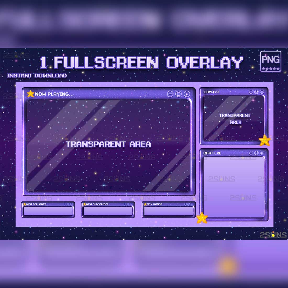 Kawaii Twitch Stream Green Overlay Package Preview Image.