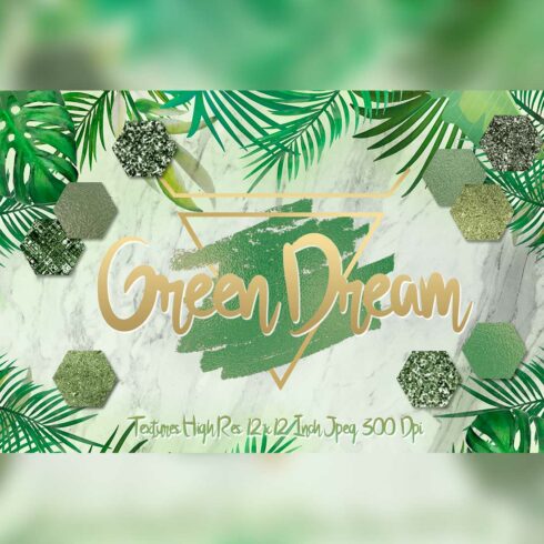 Emerald Green Glitter Digital Paper Textures Cover Image.