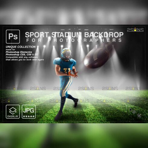 Football Backdrop Sports Digital Overlay Cover Image.