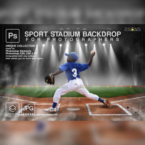 Baseball Backdrop Sports Digital Cover Image.