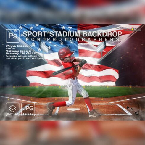 Baseball Backdrop Sports Digital Photoshop Overlay Cover Image.