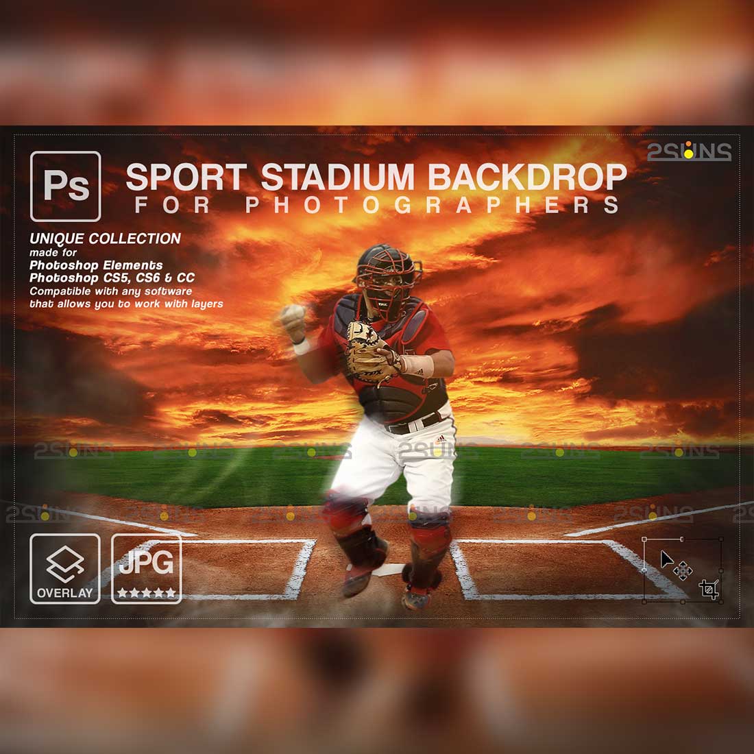 Baseball Backdrop Sports Digital Photoshop Background Cover Image.