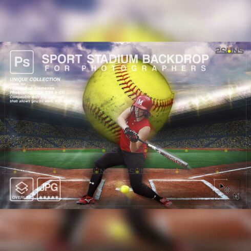 Softball Backdrop Sports Digital Background Cover Image.