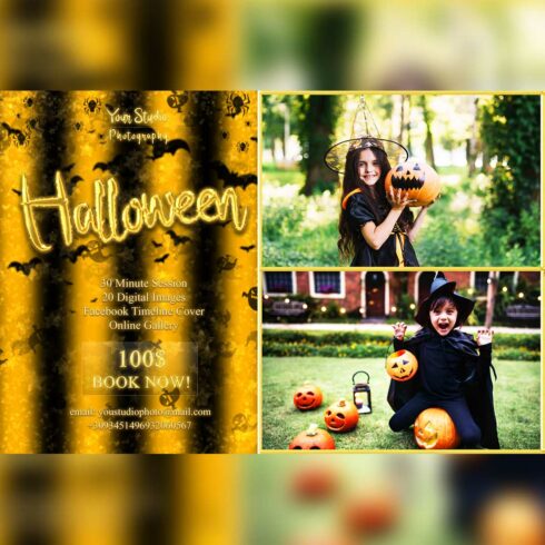 Halloween Fall Marketing Board Photoshop Template Cover Image.
