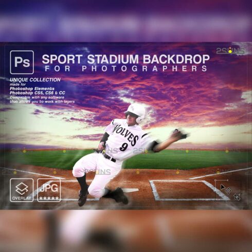 Baseball Backdrop Sports Photoshop Digital Background Cover Image.