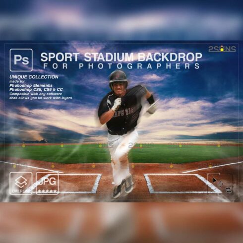 Baseball Sports Digital Photoshop Overlay Cover Image.