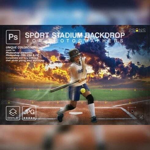 Amazing Softball Backdrop Sports Digital Background Cover Image.