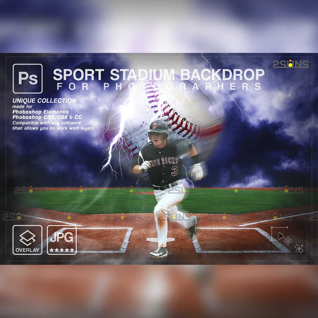 Baseball Backdrop Sports Digital Background Overlay Cover Image.