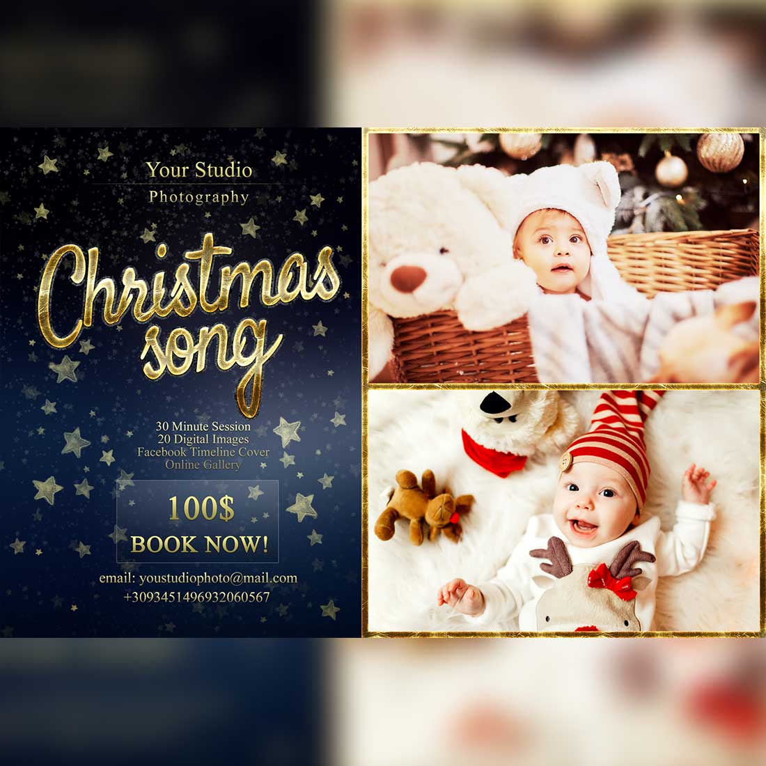 Christmas Mini Session Instagram And Facebook Template Cover Image.