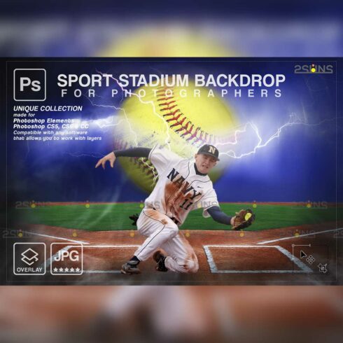 Softball Stylish Backdrop Sports Digital Background Overlay Cover Image.