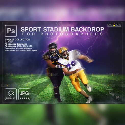 Football Backdrop Sports Digital Photoshop Overlay Cover Image.