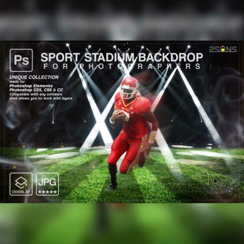 Football Stadium Backdrop Sports Digital Photoshop Background Overlay Cover Image.