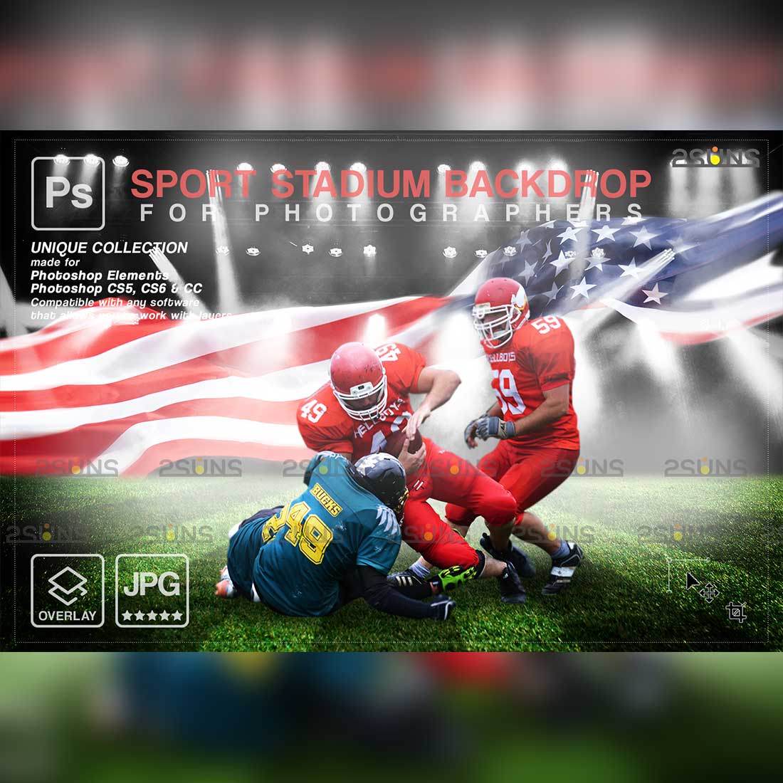 Stylish Football Backdrop Sports Digital Photoshop Overlay Cover Image.