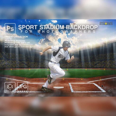 Beautiful Baseball Backdrop Sports Digital Overlay Cover Image.