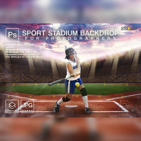 Stylish Softball Backdrop Sports Digital Background Cover Image.