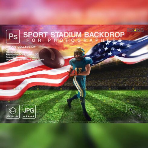 Football Backdrop Sports Stadium Digital Backdrop Cover Image.