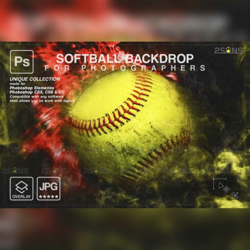 Softball American Flag Backdrop Sports Digital Photoshop Overlay Cover Image.