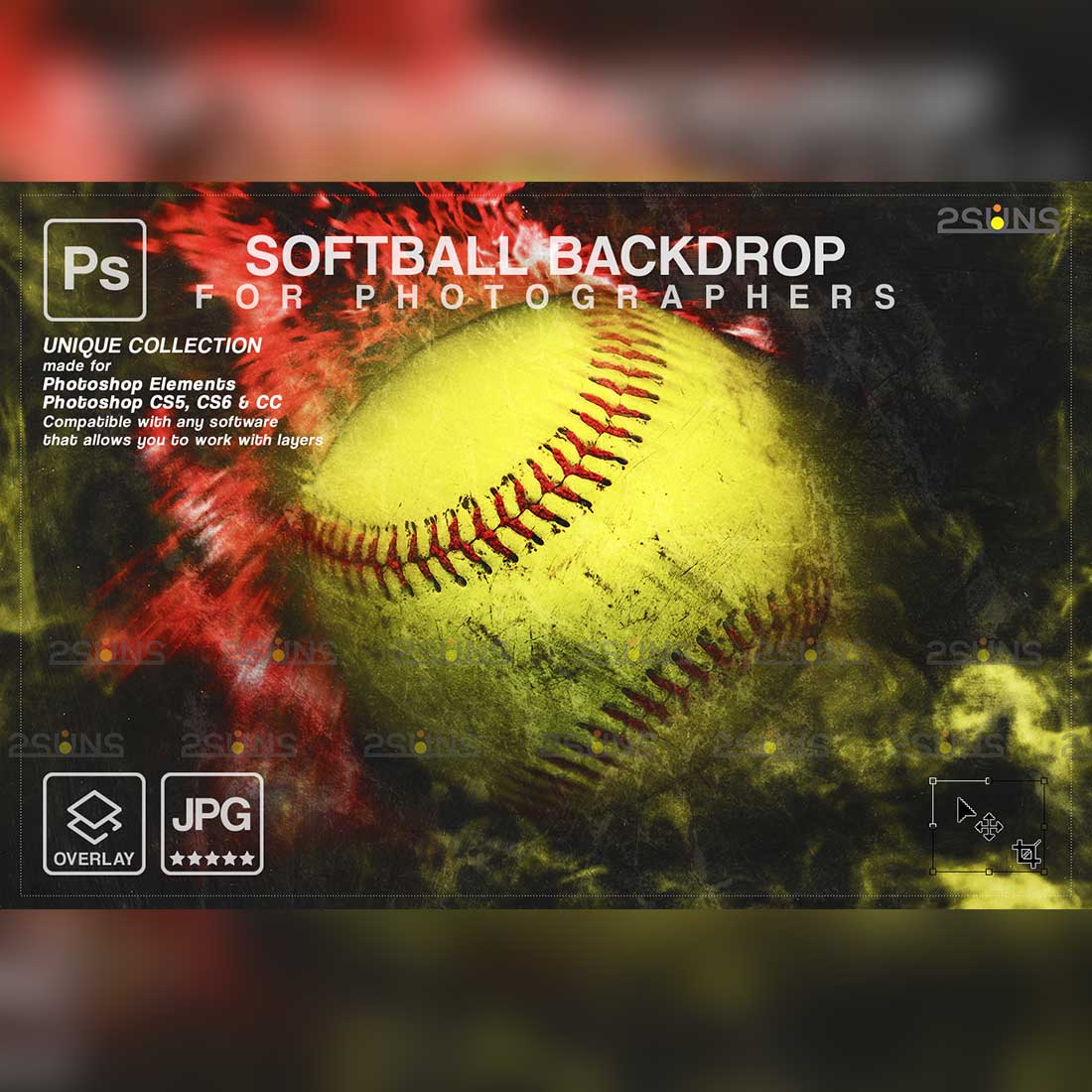 Softball American Flag Backdrop Sports Digital Photoshop Overlay Cover Image.