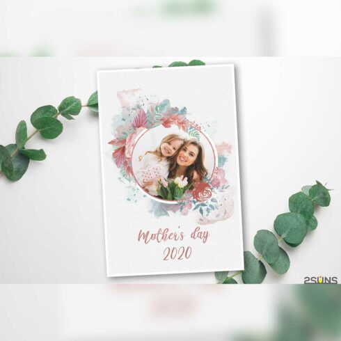 Mothers Day Watercolor Flowers Overlay Template Cover Image.
