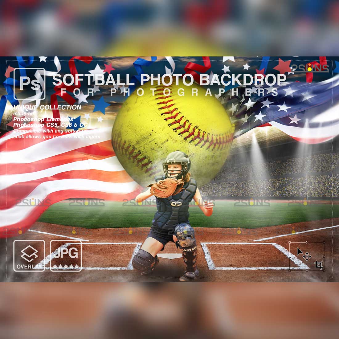 Softball And Baseball Backdrop Sports Digital Background Cover Image.