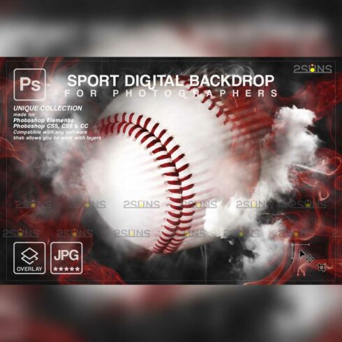 Baseball Ball Backdrop Sports Digital Photo Background Cover Image.